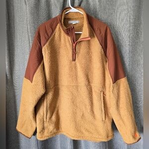 Outerknown Skyline Sherpa Fleece 1/4 Zip Pullover Sweater Burnt Orange Men's XL